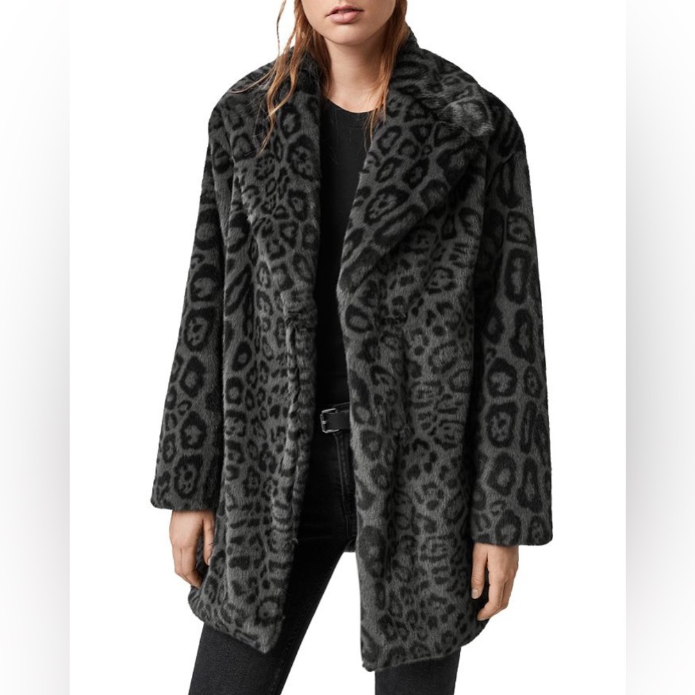 AllSaints Amice Leopard-Print Faux Fur Coat